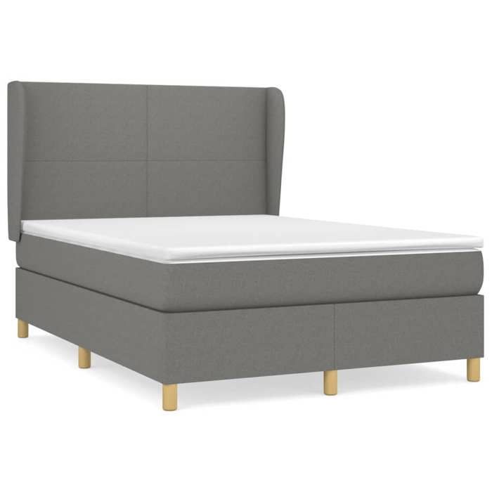 Maison Exclusive - Sommier à lattes de lit avec matelas Gris foncé 140x190cm Tissu