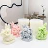 Bow Holding Flower Rabbit Candle Silicone Mold Easter Egg Relief Rabbit Aromatherapy Mold Chocolate Cake Decoration DIY Gift