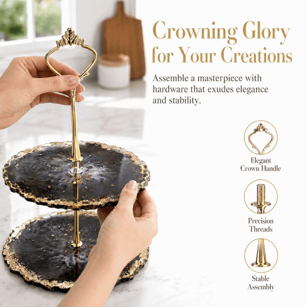 Crown Handle Cupcake Display Holder 2 Tiers 3 Tier Tiered Fruit Plate Cake Stand Assembly