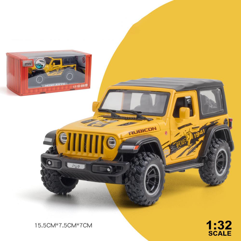 1/32 Jeeps Wrangler Rubicon 1941 Внедорожные литые легкосплавные автомобили и игрушечные транспортные средства Модель автомобиля Звуковые и световые игрушки для детей Подарки