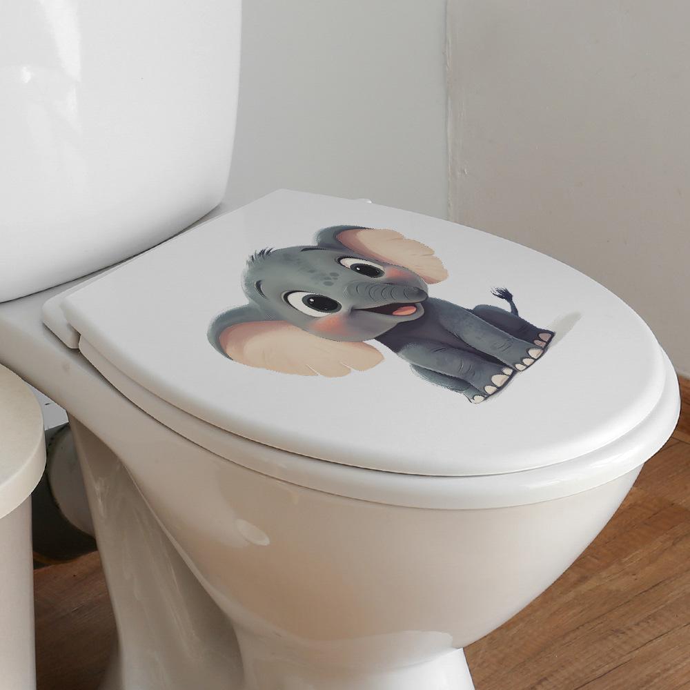 Игривый Милый Слон Наклейка на Туалет Водонепроницаемая Самоклеящаяся Съемная Наклейка для Ванной Комнаты Туалета Домашний Декор