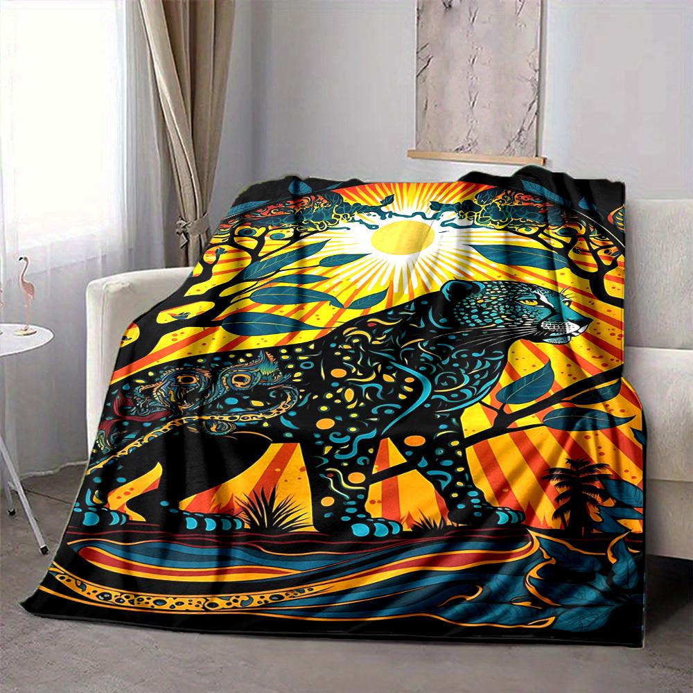 1pc Jungle Safari Print Blanket Lightweight Blanket Throw Blanket For Sofa, Bed, Travel, Camping, Livingroom, Office, Couch, Chair yy251010094