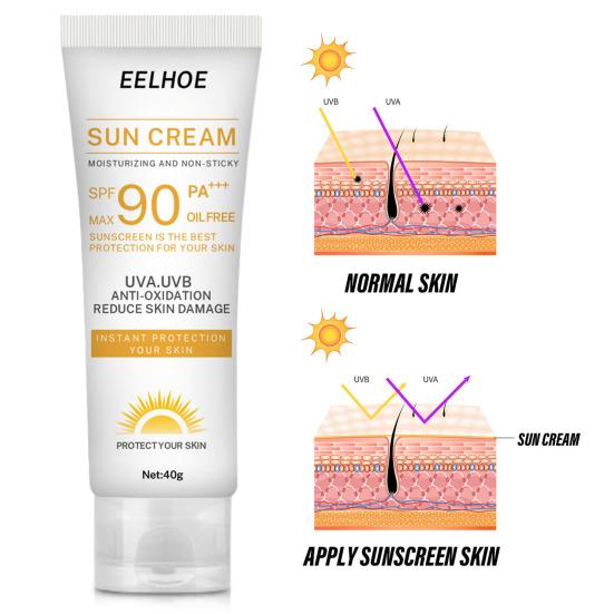 EELHOE Солнцезащитный крем Spf 90 Отбеливающий солнцезащитный крем для лица и тела, контролирующий жирность кожи, отбеливающий увлажняющий крем для лица, солнцезащитный крем для защиты кожи