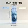 1PC Cool Blue Wolf Head Animal Portrait Print 750ml Color Plastic Sports Water Bottle Leakproof Flip Straw Lid Suitable for Sports Office Home Use