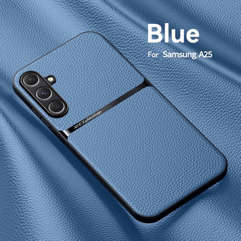 Чехол для Samsung Galaxy A25 5G, роскошный кожаный противоударный мягкий чехол для телефона Samsung A25 25A A 25, автомобильный магнитный держатель, задняя крышка