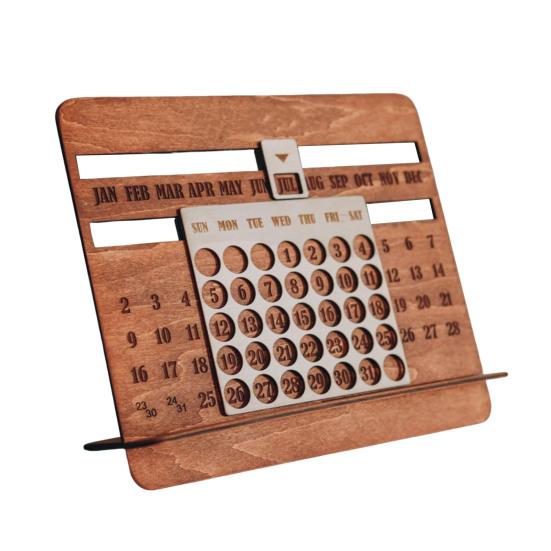 2025 Perpetual Calendar Деревянный Настольный Календарь 12 Месяцев Настольный Слайдер Календарь Для Домашнего Офиса Школы Декор