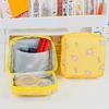 Sanitary Napkin Storage Bag Cartoon Print Inner Pocket Zipper Closure Large Capacity with Wrist Strap Cosmetic Earphone Keys Jewelry Storage
