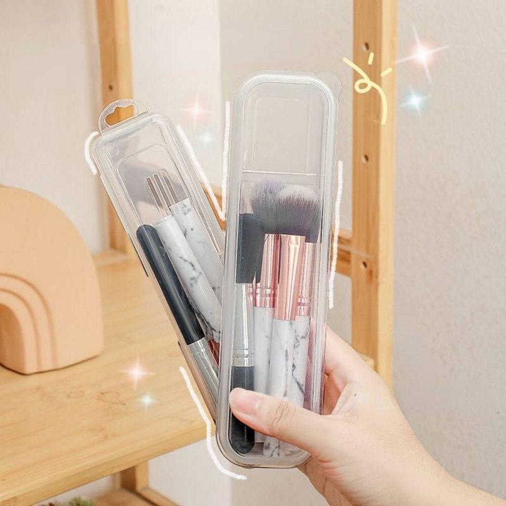 with Snap Cutlery Box Large Capacity Stationery Organizer Portable Makeup Brush Box