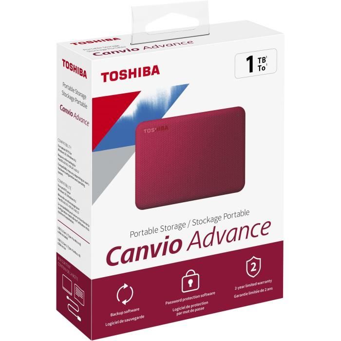 Внешний жесткий диск - TOSHIBA - Canvio Advance - 1 ТБ - Красный