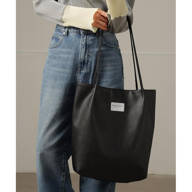 [Alto Rose] Black Tote Bag Tote Shoulder Bag Shoulder Bag 2way Handbag Large Capacity Big Tote Larger Thin Vertical Commute Commuting To School A4 A4