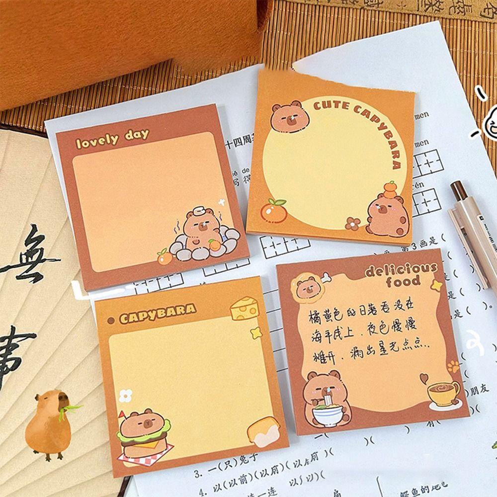 50 листов Креативный блокнот для заметок с капибарой Каваий Мультяшные заметки для сообщений N-раз Липкие заметки Студент