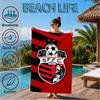 Soccer Team Crest Design Printed Microfiber Beach Towel, Soft And Absorbent, Quick-Dry, Ideal for Summer Travel, Beach Essential, Swimming Pool