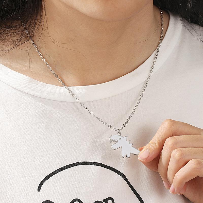 Симпатичная пара динозавров, ожерелье для влюбленных, парные подвески, цепочка на шею из нержавеющей стали