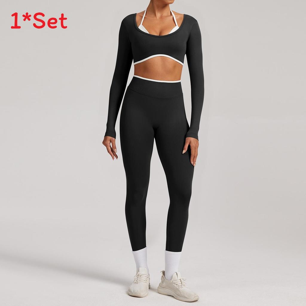 Seamless Yoga Set Long Sleeve Fitness Wear With Moisture Wicking For Women Outdoor Running
