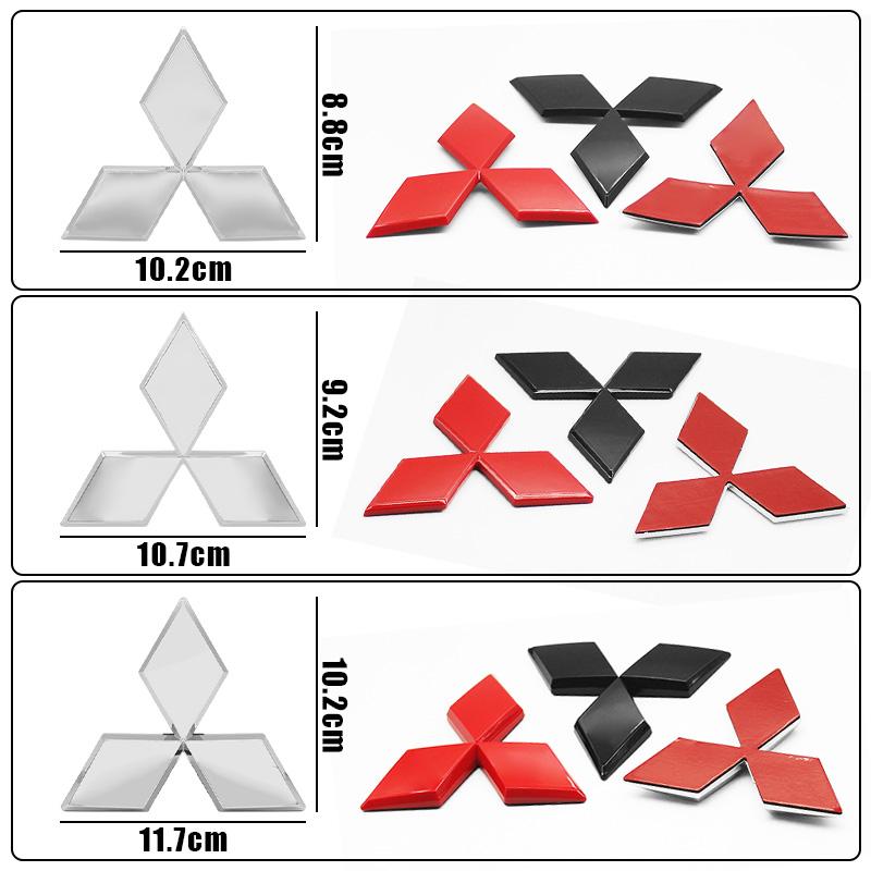 For Mitsubishi Outlander Ralliart Lancer ASX Pajero Delica EVO Car Badge Front Grille Rear Trunk Hood Lid Logo Emblem Accessorie
