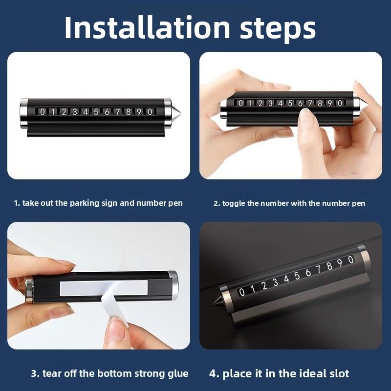 Автотовары Временная парковочная табличка с номером Перемещающаяся автомобильная номерная табличка Креативная В салоне Металлическая роликового типа Табличка с логотипом автомобиля и номером телефона