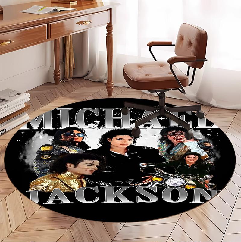 Michael Jackson Pattern Round Rug, Indoor/Outdoor Mat, for Picnic, Gameroom, Bedroom, Office, Living Room, Home Decor Carpet, Birthday Gift
