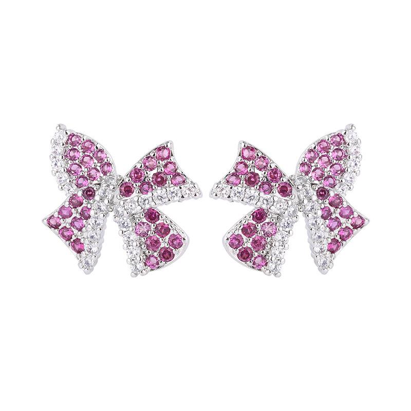 Браслет-цветок из циркония Wind, новый модный комплект из сережек-гвоздиков с бантиками