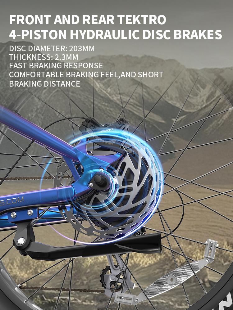 DUOTTS E26 electric bicycle, Samsung 48V 20Ah battery, full suspension system, 26-inch tires, maximum range 60-120 km.