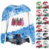 Women's Fashion Christmas Printed Long Sleeve Loose Round Neck Sweatshirt Top Fall