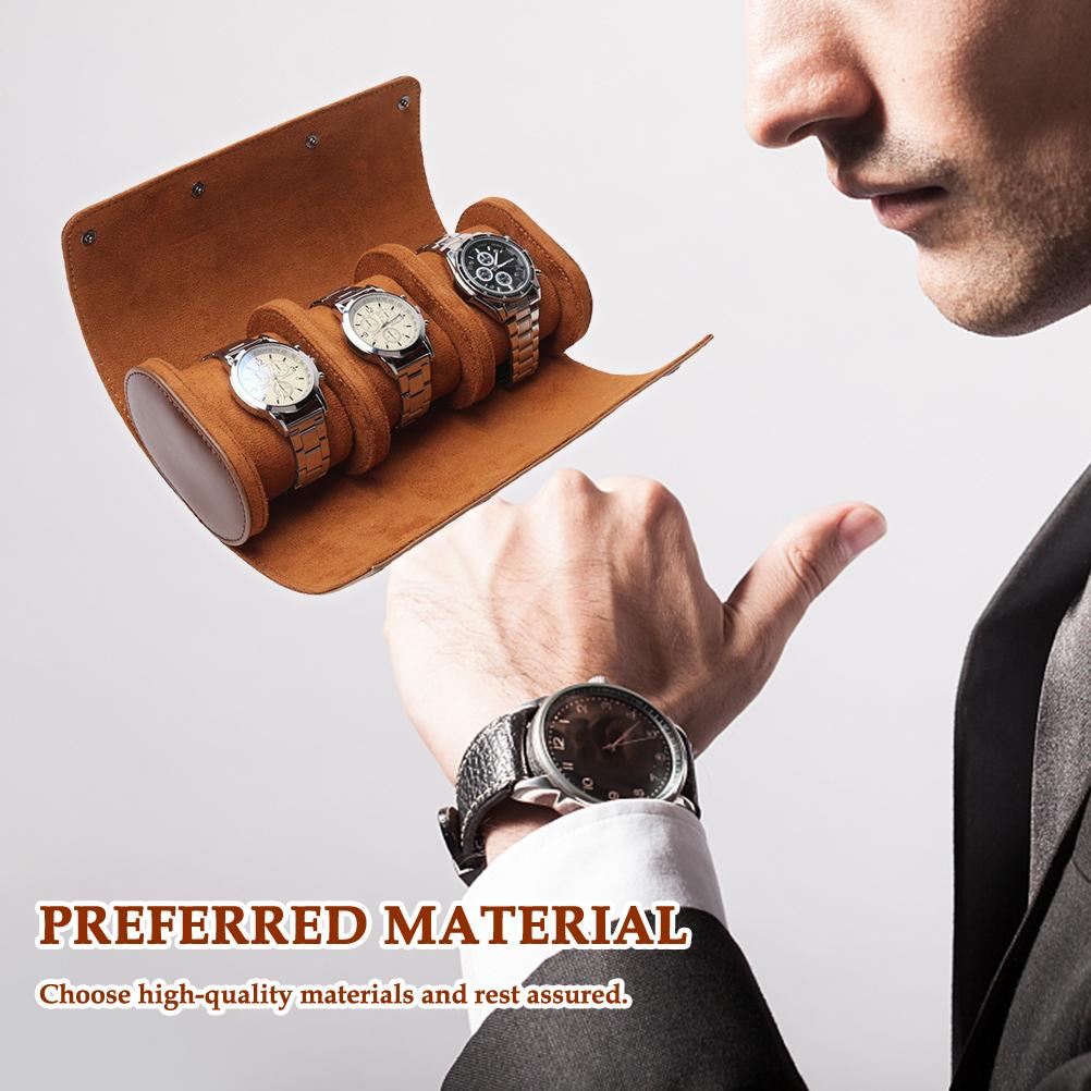Чехол для часов Watch Roll Travel Case с 3 отделениями для часов, органайзер для мужчин и женщин, из искусственной кожи, портативные часы
