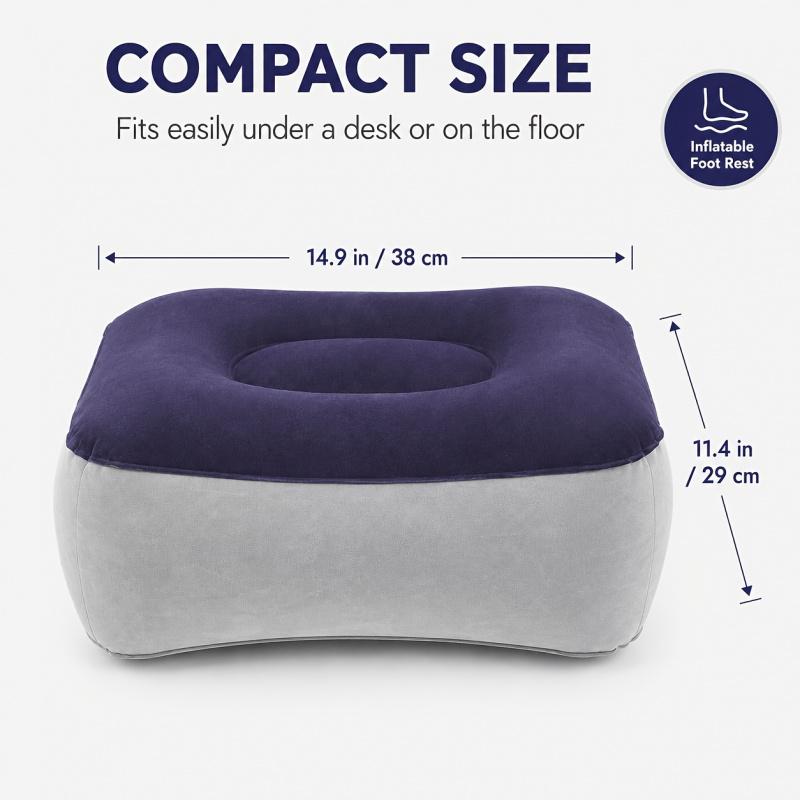 Thickened PVC Inflatable footrest, adjustable inflatable footstool Portable footrest for long-distance travel by plane or high-speed train Home