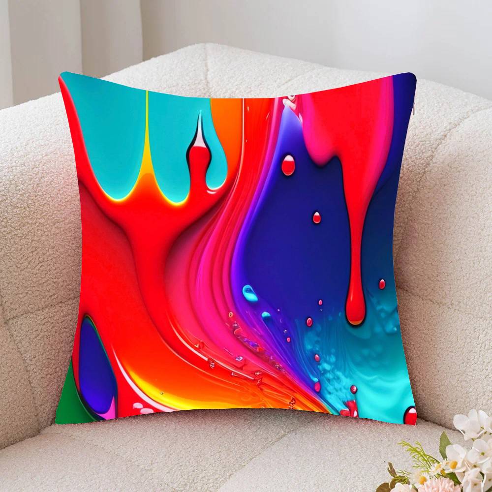 Color Colorful Pillow Case Fashion Square Pillowcase Bedroom Sofa Room Ins Decoration Leisure