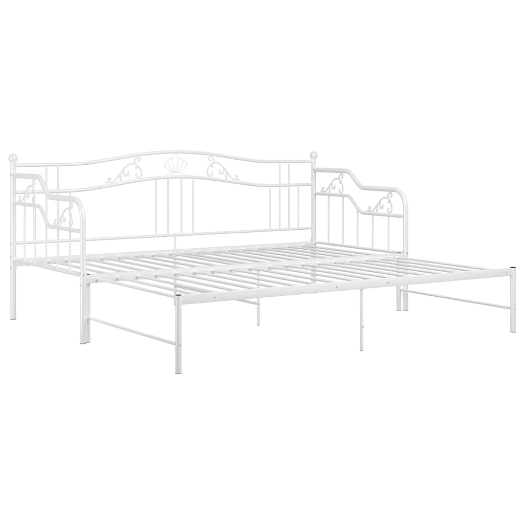 vidaXL Ausziehsofa Bettgestell Weiß Metall 90x200 cm