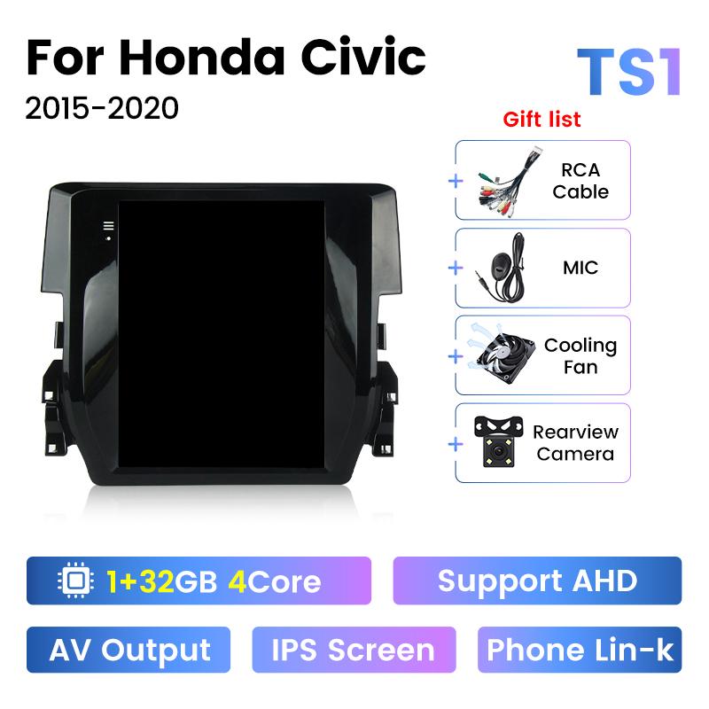 9,7-дюймовый экран Tesla Style Car Radio для Honda Civic 10 FC FK 2015 - 2020 Autoradio Multimedia Player для Carplay Android Auto