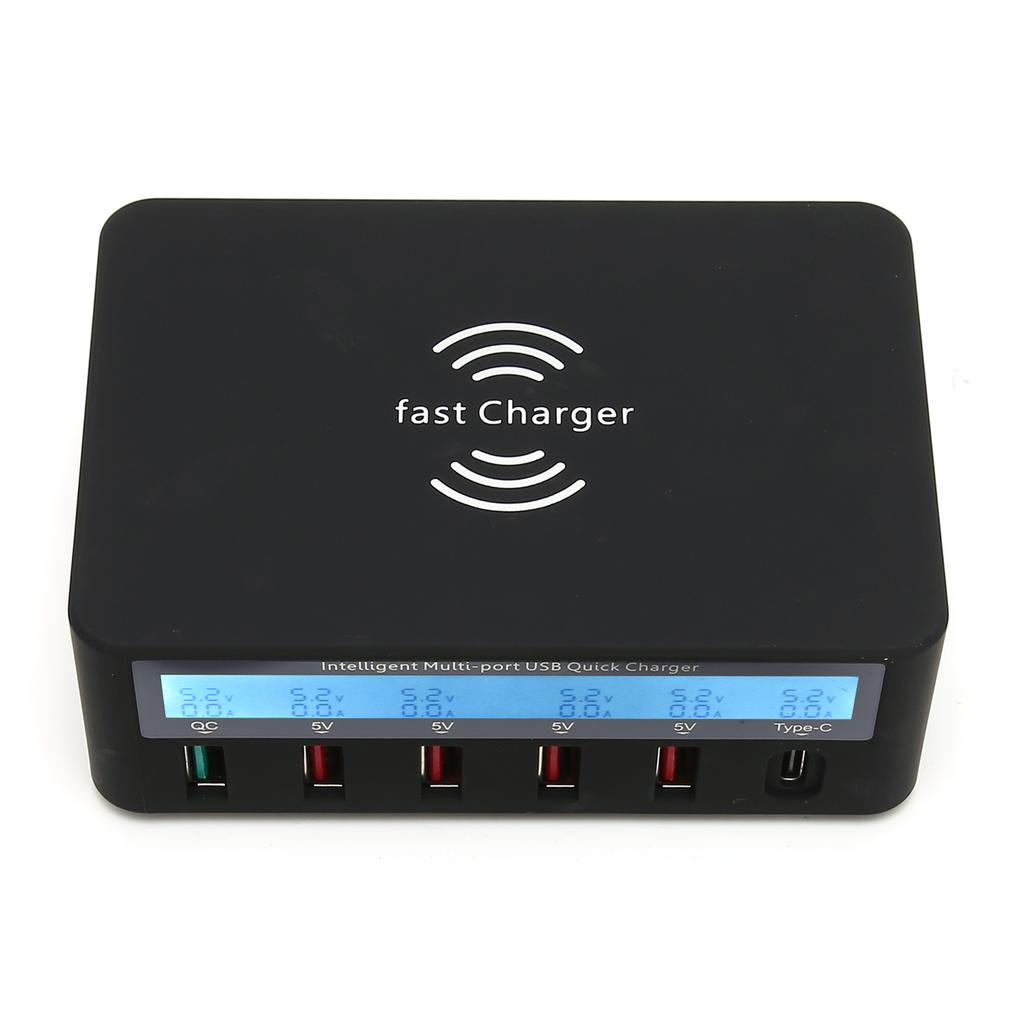 Зарядное устройство Беспроводной MultiPort USB Быстрая зарядка TypeC Hub с Smart Display AC