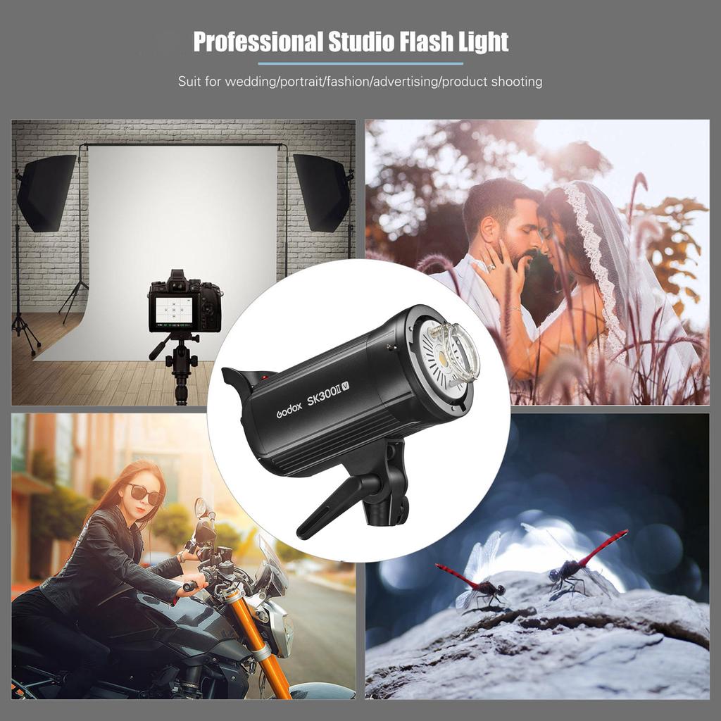 Godox SK300II-V Модернизированная студийная вспышка мощностью 300 Вт GN58 5600+/-200K Встроенный стробоскоп 2,4G