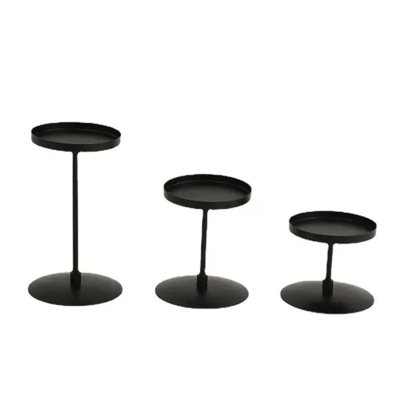 Candlestick Candle Base Candlestick Matte Disc Black Metal Iron Ornaments Wedding Decorations Candelabro Memory Candle Holders