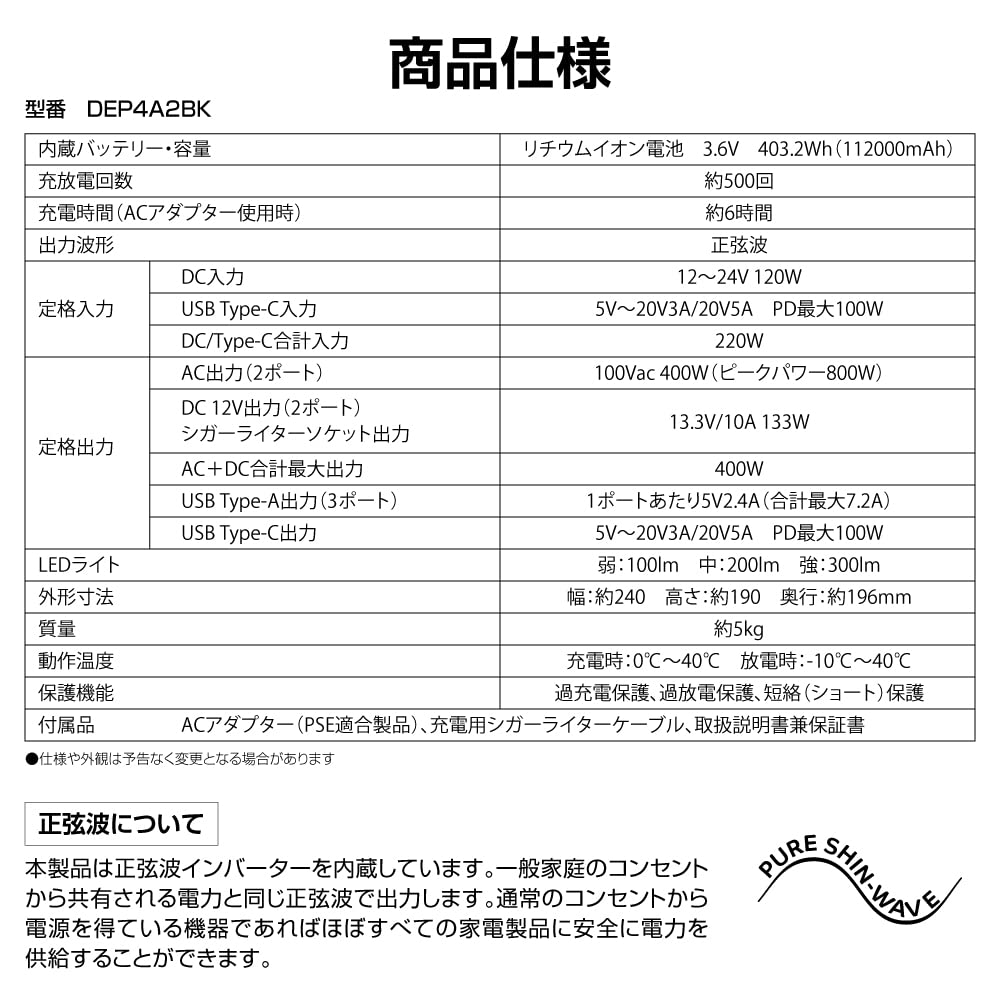 Стильный портативный блок питания большой емкости 403 Втч 112000 мАч выход переменного тока 400 Вт мощность оснащен светодиодной подсветкой чистый синусоидальный аварийный блок питания для кемпинга