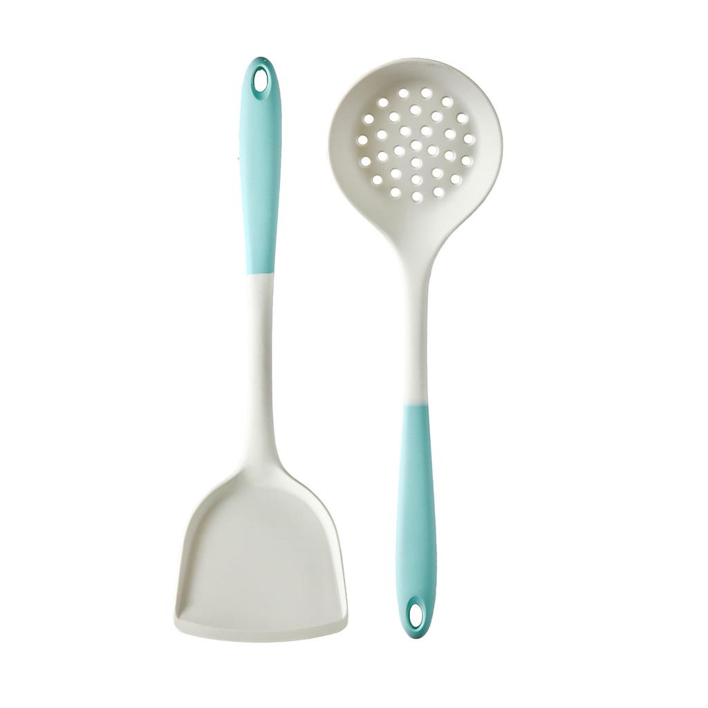 1/2/3/4 шт., белая, синяя ручка, силиконовая кухонная утварь, силиконовая лопатка, ложка, суповая ложка, рисовая ложка, многофункциональная кухонная ложка, лопаточка