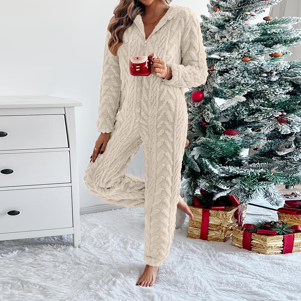 Женская мода однотонная домашняя одежда плюшевая удобная цельная пижама