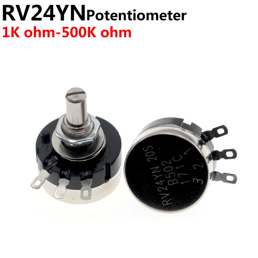 5 шт. потенциометр RV24 RV24YN20S B102 B202 B502 B103 B203 B503 B104 B204 B254 B504 B105 500 Ом 1 кОм 2 кОм 5 кОм 10 кОм 20 кОм 50 кОм 100 кОм 250 кОм 1 МОм