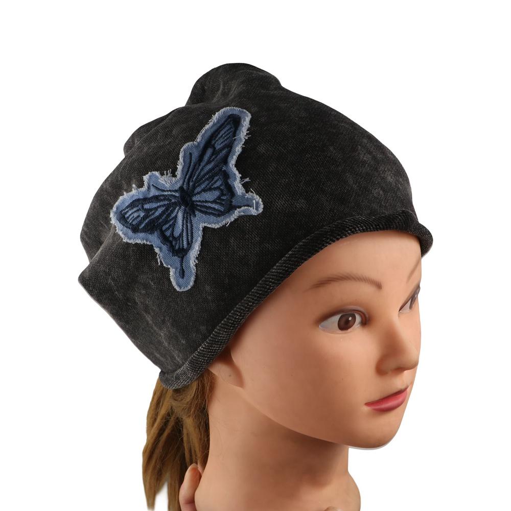 College Style Butterfly Beanies Patch Pullover Hat Punk Retro Skullies Female/Male