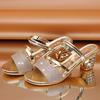 Summer Korean Sandals for Women with Thick Heels, Open Toes, Middle Heels, Thick Heels, Cool Dragging, Women's Shoes
