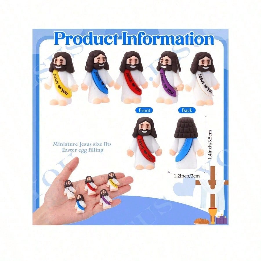 5/10 шт. Мини-кукла Иисуса, Иисус любит тебя, Игрушки Иисуса, Маленькая кукла Иисуса, Прятки, Сувениры для воскресной вечеринки, Подарки, Случайные цвета, Миниатюрный Иисус, Христианские игрушки