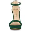 Allegra K Women's Platform High Heel Sandals with Ankle Strap and Chunky Heel, Green, Size 24cm