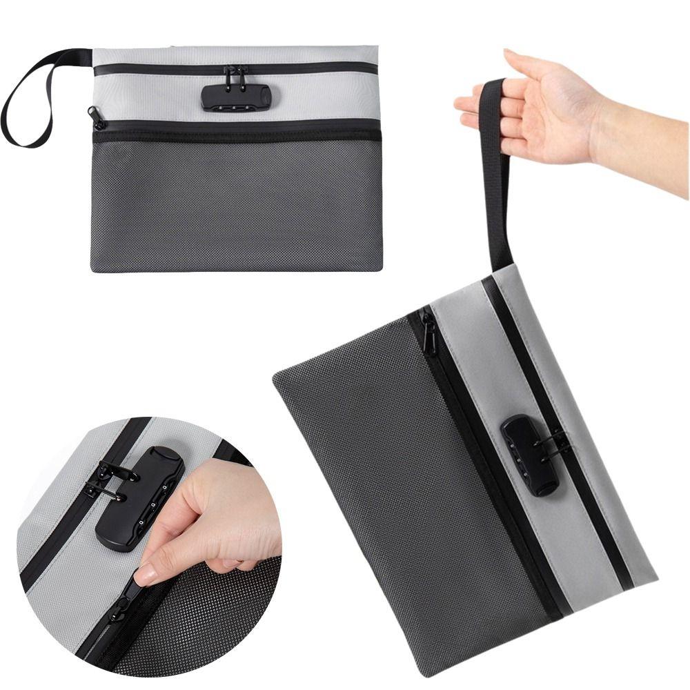 Large Capacity Locking File Pouch Password Lock Portable File Folders  Passport Storage
