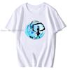 Coraline Blue Full Moon Nightmare Cat Halloween Horror Button Tshirt Print Fashion Unisex Cotton Tshirt Tees Streetwear