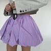 Женская полосатая мини-юбка-баллон с эластичной талией, свободный крой, повседневная летняя юбка