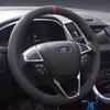 Для Ford Mondeo Fusion 2013- EDGE 2015- Черная замшевая кожаная накладка на руль автомобиля, нескользящая, с ручной прошивкой
