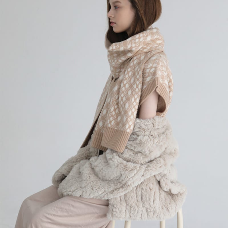 SOFT SEOUL Jacquard knit muffler [Beige]