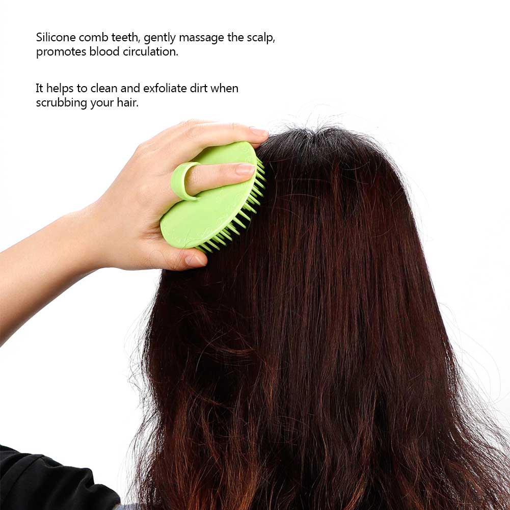 Ручная силиконовая массажная щетка для кожи головы для шампуня, моющая расческа, расческа для массажа меридианов головы, зеленая