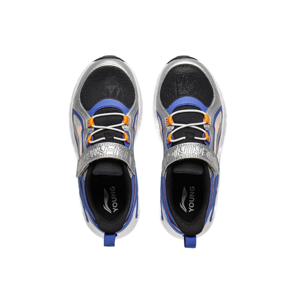 Li Ning Kids Comfortable Stylish Low-Top Casual Shoes Kids Sneaker Silver Bright-Blue Black YKNV030-3