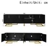 Meuble TV - MODERNLUXE - 160x38x44.5 cm - 4 portes - Pieds dorés - Noir