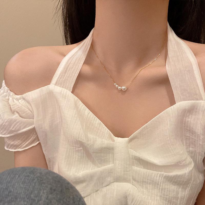 Ожерелье из титановой стали с змеиной костью и роскошным французским жемчугом — элегантный, летний, универсальный, не выцветающий дизайн