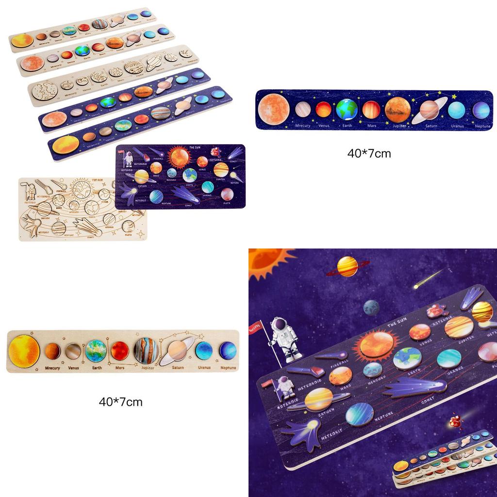Childrens Space Puzzle Board With Wooden Design For Planet Recognition And Early Education